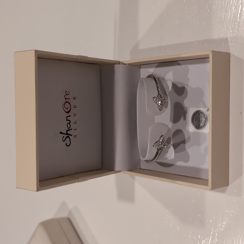 Sterling Silver Swarovski Trinity Cuff Bangle